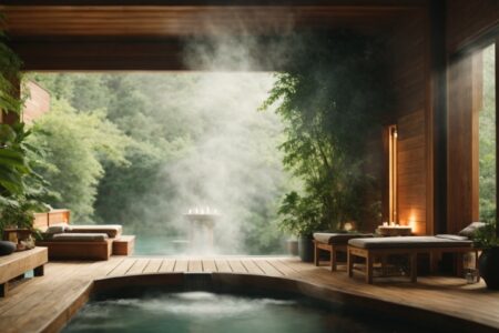 PhotoReal_An_idyllic_spa_retreat_with_a_steaming_sauna_and_hot_2